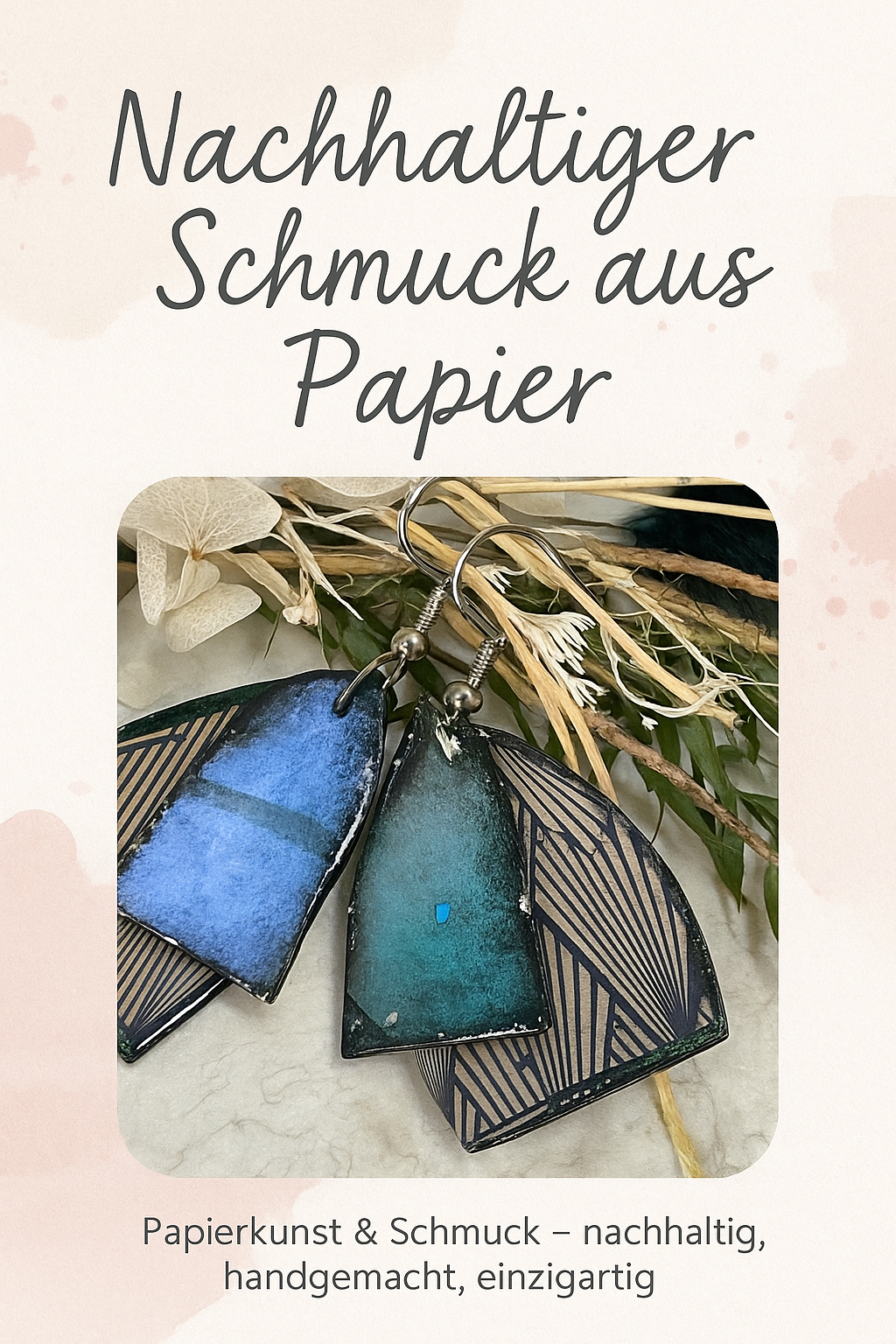 Handgemachte Ohrringe aus Papier – Blau & Grün, nachhaltig & einzigartig